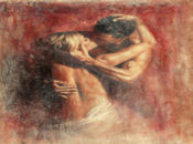 гол мъж целува страстно гола жена